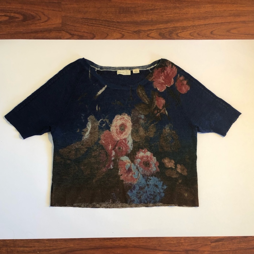 Anthropologie Sleeping on Snow floral sweater